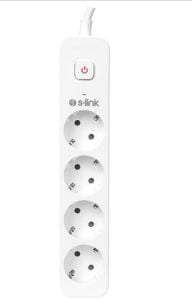 S-link SPG401S 1.5m 1.5mm 100 yüzde Bakır 750 Joule 4 lü Anahtarlı Akım Korumalı Priz