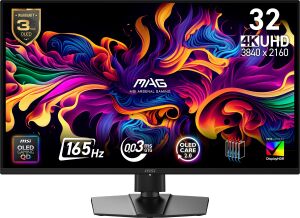 MSI 31.5 MAG 322UP QD-OLED E16 0.03MS 165HZ HDMI-DP TYPEC Gaming Monitör 3840x2160
