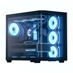 Aerocool AE P500C BK 4x12cm Mirror A-RGB Fanlı, Panoramik Tempered Panel, ATX