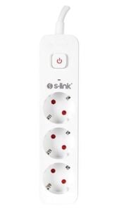 S-link SPG301S 1.5m 3x1.5mm 100 yüzde Bakır 750 Joule 3 lü Anahtarlı Akım Korumalı Priz