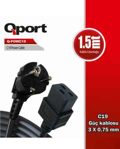 QPORT 1.5metre Q-POWC19 Power Kablosu Güç Kaynakları İçin