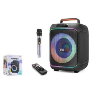 JBR JBR818 Karaoke Mikrofonlu Bluetooth Hoparlör FM Radyo 40W 8 İnç RGB Kumandalı Siyah