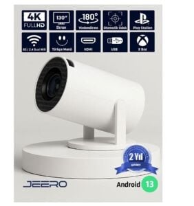 JEERO HY300PRO 4K ANDROID12 PORTABLE PROJEKTÖR (950-4K-ANDROID) BEYAZ