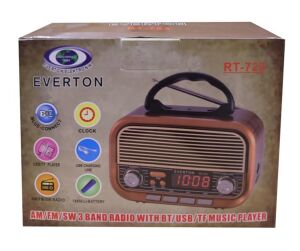 Everton RT-723 Dijital Göstergeli Şarjlı Nostaljik Radyo (AM-FM-SW Wıth BT-USB-TF )