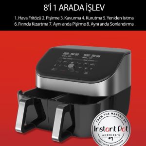 140-3127-01-EU 8Qt Vortex Plus Dual 7.6 Litre 8 Fonksiyonlu Cam Pencereli Hava Fritözü