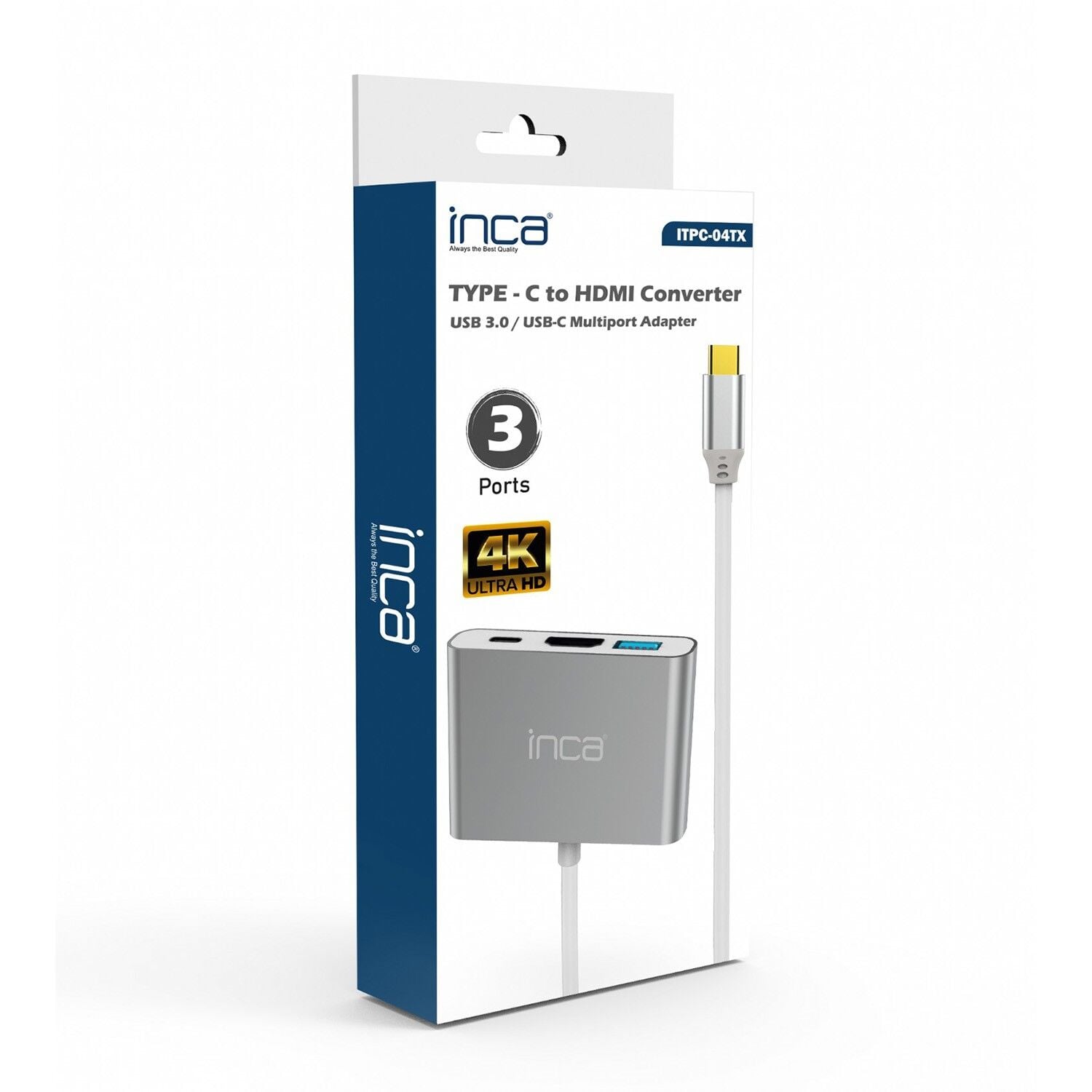 INCA ITPC-04T 0.15metre TYPE-C - HDMI Görüntü Adaptörü Gümüş 100W