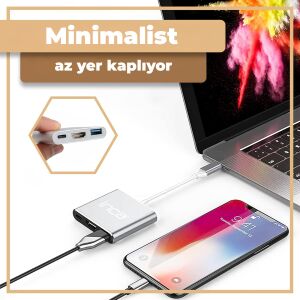 INCA ITPC-04T 0.15metre TYPE-C - HDMI Görüntü Adaptörü Gümüş 100W