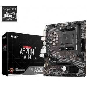 MSI A520M-A PRO DDR4 M2 PCIe NVME HDMI DVI PCIe 16X v3.0 AM4 mATX