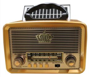Everton RT-681  Solarlı,Ledli, Şarjlı Nostaljik Radyo (FM-AM-SW-USB-TF)