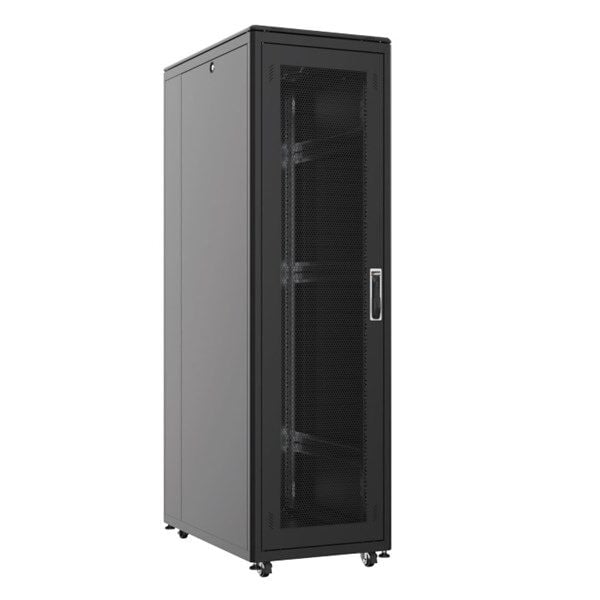 AGER 22u + 2li Fan 600x1000mm Dikili Tip Siyah Kabinet Vega AG-VB22U6010S1 Cam Kapak