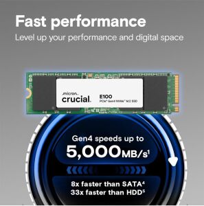 Crucial 1TB E100 CT1000E100SSD8 1TB (5000-4500MB-s) M.2 2280 PCIe 4.0 NVMe Ssd Disk