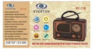Everton RT-718 Bluetooth-USB-SD-FM Şarjlı  Nostaljik Radyo