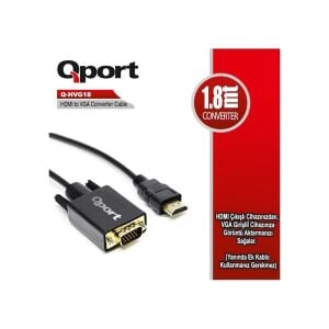 QPORT 1.8metre Q-HVG18 HDMI-VGA evirici Kablo