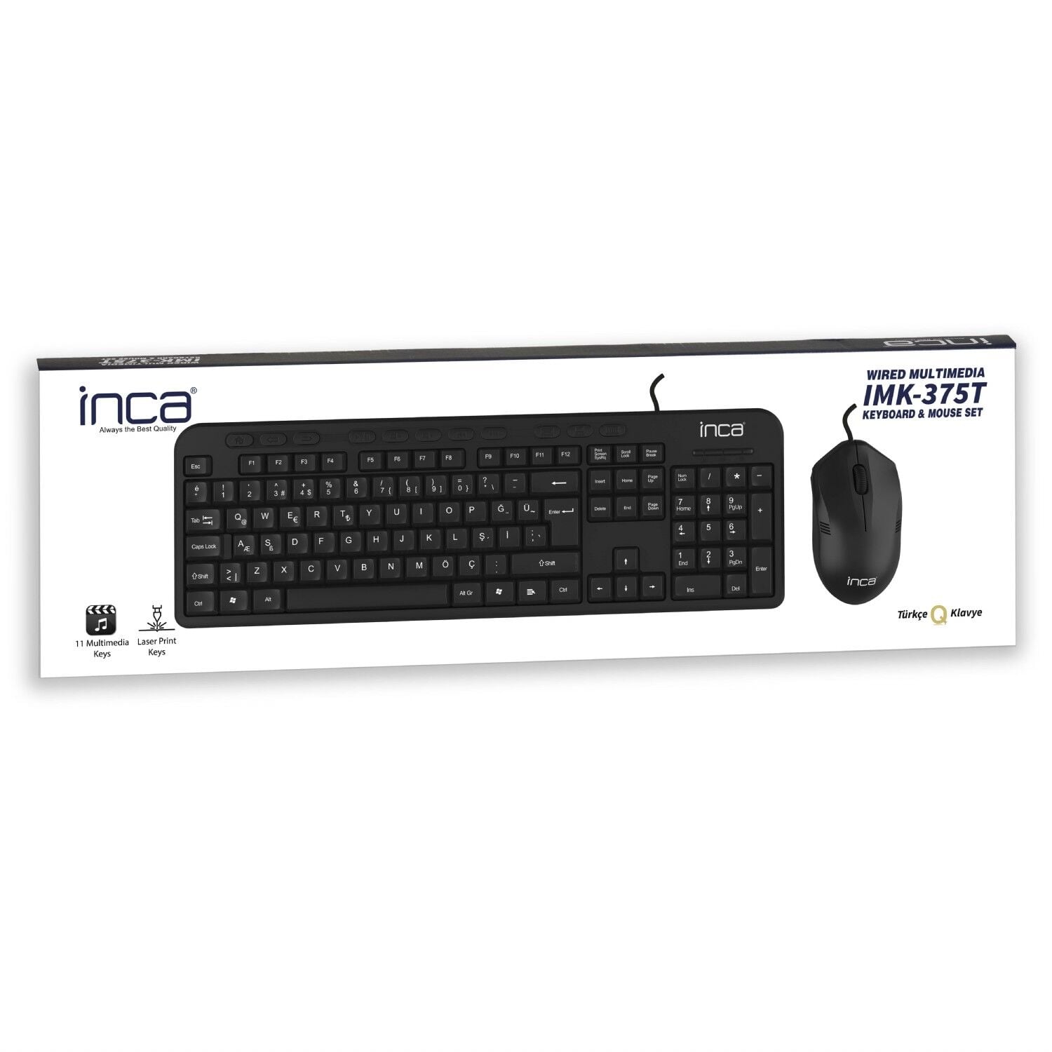 INCA IMK-375T Kablolu USB Q Trk Siyah Klavye - Mouse Set
