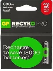 Gp AAA 850 mAh Şarjlı İnce Kalem Pil  4+2'li Paket Recyko GPHCH83BOK