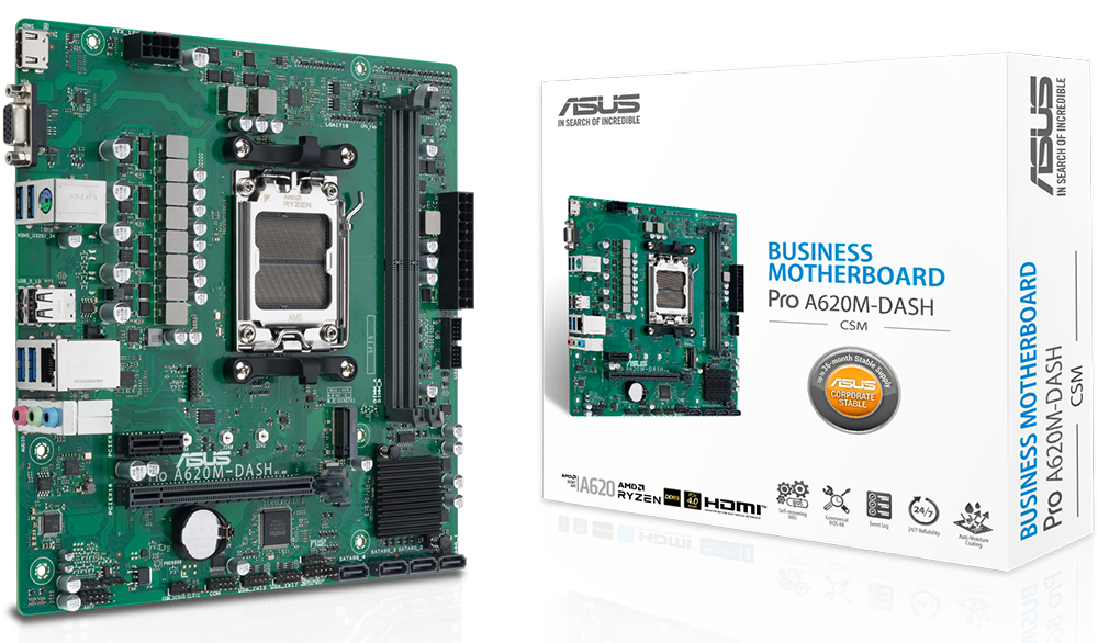 ASUS PRO A620M-DASH-CSM DDR5 HDMI PCIE 4.0 AM5 mATX Kurumsal Anakart