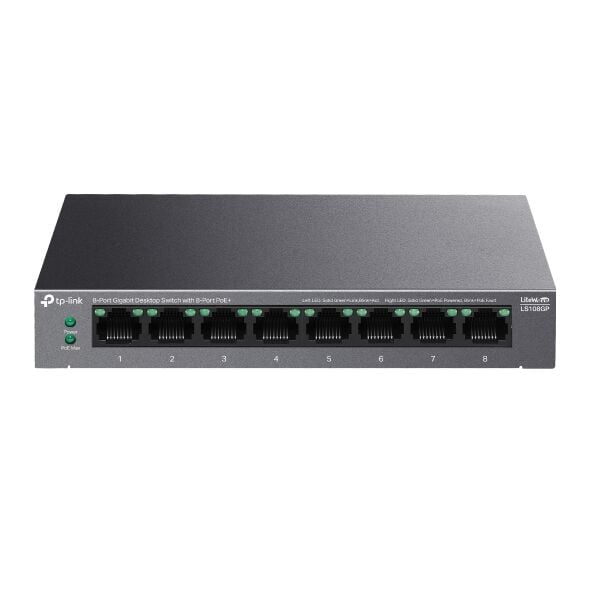 TP-LINK 8port PoE 62w Gigabit Yönetilemez Switch LS108GP