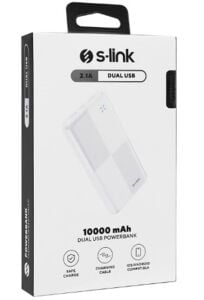 S-link IP-G12N 10000mAh Micro+Usb+ Type-C Giriş+Çıkış Beyaz. Taşınabilir Pil Şarj Cihazı Powerbank