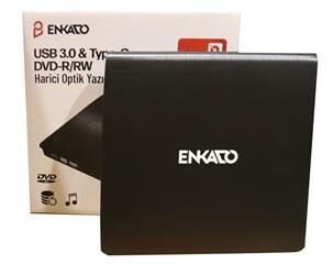 Enkado Ekd-Udvd120 Type-C - USB 3.0 DVD-R-CD-R-RW- Dvd-Rw Ultra Slim Harici Optik Yazıcı Siyah
