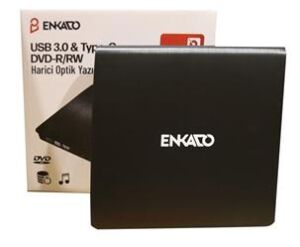 Enkado Ekd-Udvd120 Type-C - USB 3.0 DVD-R-CD-R-RW- Dvd-Rw Ultra Slim Harici Optik Yazıcı Siyah