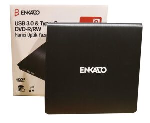 Enkado Ekd-Udvd120 Type-C - USB 3.0 DVD-R-CD-R-RW- Dvd-Rw Ultra Slim Harici Optik Yazıcı Siyah