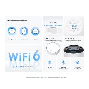 TP-LINK Deco X50-PoE Wıfı6 AX3000 Mesh Router 3lü Set