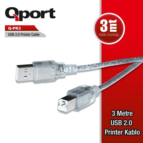 QPORT 3metre Q-PR3 Yaz�c� Kablosu 2.0v