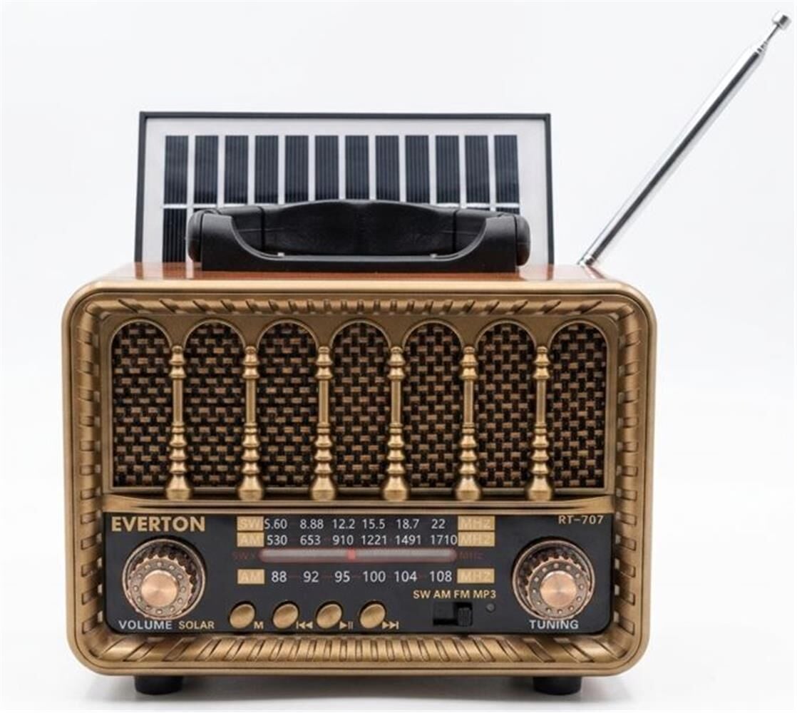 Everton RT-707 Bluetooth-USB-SD-FM Şarjlı  Nostaljik Radyo Solarlı Radyo
