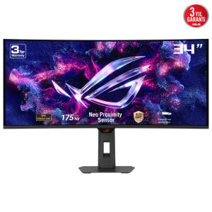 ASUS 34 OLED ROG STRIX XG34WCDG 0.03MS 175HZ HDMI-DP TYPEC Kavisli Gaming Monitör 3840x1440