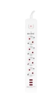 S-link SPG403U 1.5m 1.5mm 100 yüzde  Bakır 750 Joule 3 Usb 5V2.4A 4lü Anahtarlı Akım Korumalı Priz