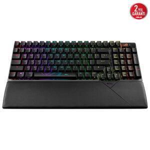 ASUS ROG Strix Scope II 96 Wireless NX Snow White - 96% RGB Mekanik Gaming Klavye - Tri-Mode 2.4GHz/BT/USB