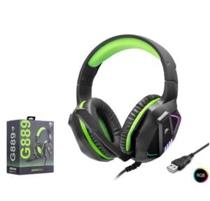 MOFAN G889 USB RGB Over-Ear Mikrofonlu Gaming Kulaklık Siyah Yeşil