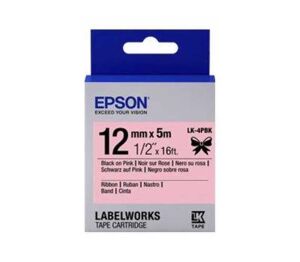 Epson LK-4PBK Pembe Üzeri Siyah Kurdele 12mm 9 Metre