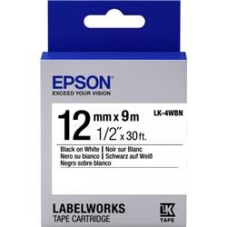 Epson LK-4WBN Standart Beyaz Üzeri Siyah 12mm 9Metre Etiket