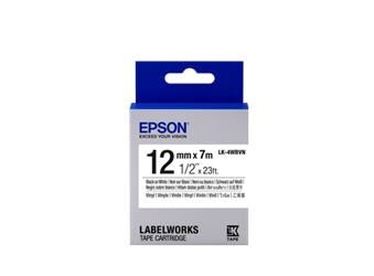 Epson LK-4WBVN  Vinil Beyaz Üzeri Siyah 12mm 7Metre Etiket