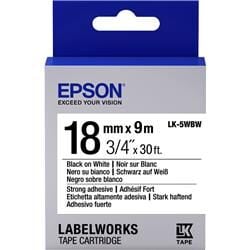 Epson LK-5WBW Güçlü Yapışkanlı Beyaz Üzeri Siyah 18mm 9Metre Etiket