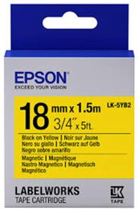 Epson LK-5YB2 Mıknatıslı Sarı Üzeri Siyah 18mm 9Metre Etiket