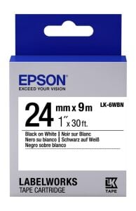 Epson LK-6WBN Standart Beyaz Üzeri Siyah 24mm 9Metre Etiket