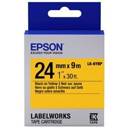 Epson LK-6YBP Pastel Sarı Üzeri Siyah 24mm 9Metre Etiket