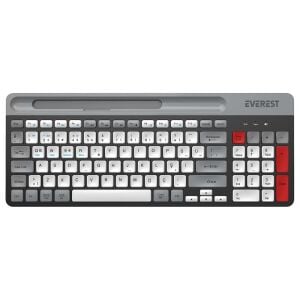 Everest KB-88 RUBY Beyaz-Gri 2.4G+BT1+BT2 Çoklu Cihaz Bağlantılı Q Kablosuz klavye