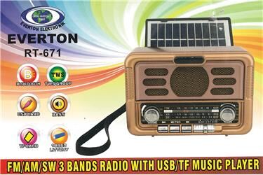 Everton Rt-671 Bluetooth Fm-Usb-Tf-Aux Şarjlı Solar Nostaljik Radyo Güneş Panelli