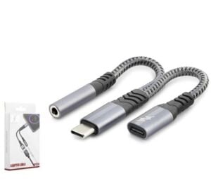 HADRON GJ018 Type-C 3.5 mm Araç Şarj Ses Ayırıcı Kablo Siyah
