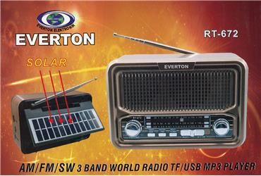 Everton Rt-672 Bluetooth Fm-Usb-Tf-Aux Şarjlı Solar Nostaljik Radyo