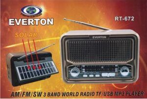 Everton Rt-672 Bluetooth Fm-Usb-Tf-Aux Şarjlı Solar Nostaljik Radyo