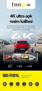 TWOGO GO-İQ11 11.26 Ayna Ekran 4 Kameralı Araç İçi Kamera (İ101L)