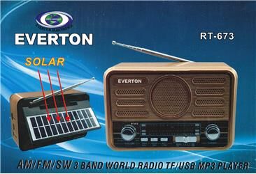 Everton Rt-673 Bluetooth Fm-Usb-Tf- Şarjlı Solar Nostaljik Radyo