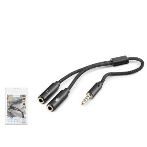HADRON HDX1083 3.5 mm Kulaklık Mikrofon Ayırıcı Kablo 23 cm Siyah