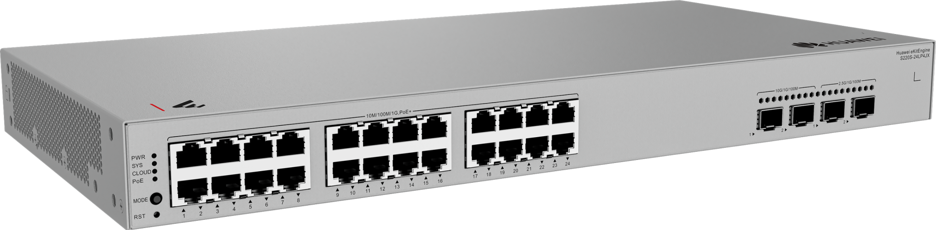 HUAWEI 24port POE+ 195w 2-SFP 2.5GE/2-SFP 10GE Gigabit Yönetilebilir Switch eKIT S220S-24LP4JX