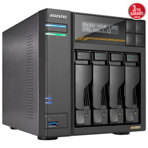 ASUSTOR 4diskli RYZEN V3C14-16GB DDR5 ECC RAM-2-10GbE Nas Server LOCKERSTOR 4 Gen3 AS6804T / 90IX01T4-BW3S00