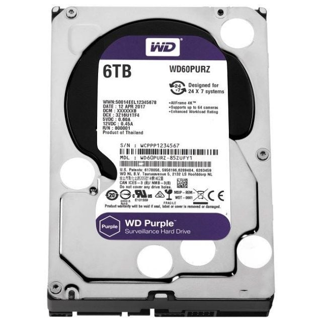 WD60PURZ 6TB Purple Sata 3.0 5400RPM 64MB 3.5'' Dahili Güvenlik Diski